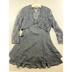 Chelsea Nites Woman’s 14 "little" black dress with cardigan vtg old hollywood‎